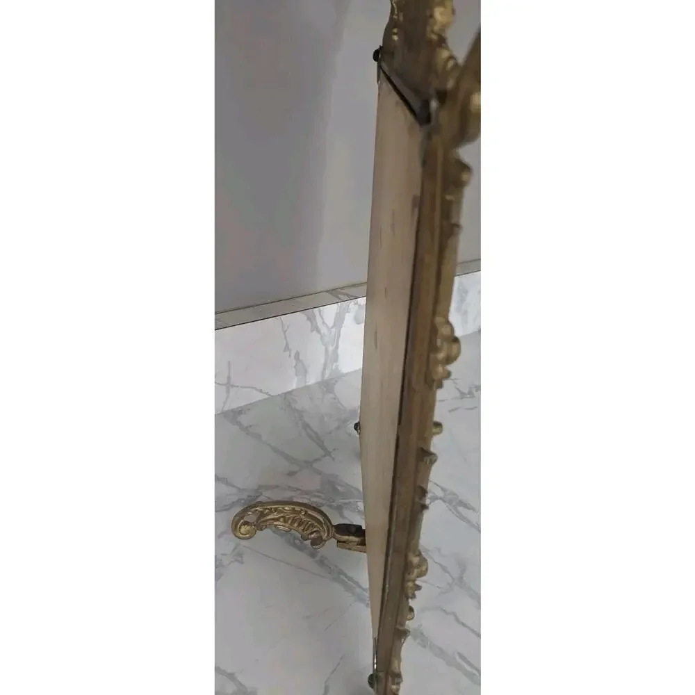 Victorian Ornate Cast Iron Art Picture Mirror Frame Wall Hanging / Stand It Up